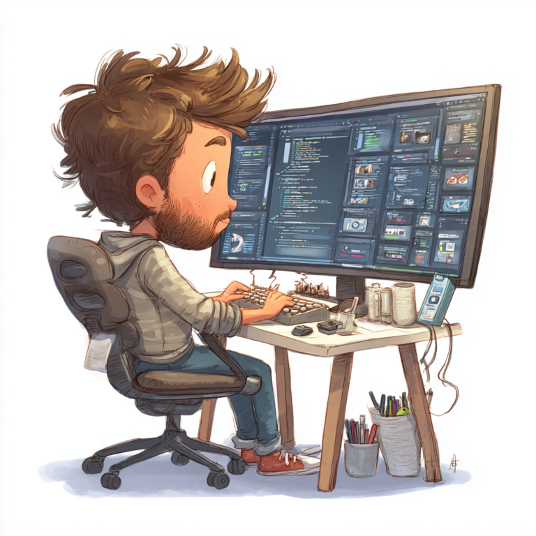 male programmer typing on computer